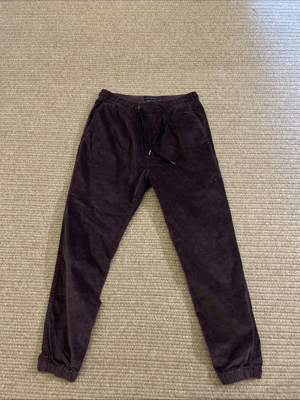 American Eagle Men’s size medium tall corduroy jogger in burgundy/dark purple